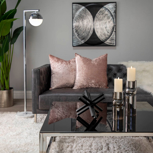 15369-02#Glass 11"h Pillar Candle Holder, Smoke