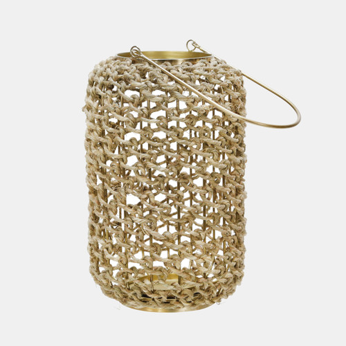 15307-02#Rattan 12"h Hurricane Lantern, Natural