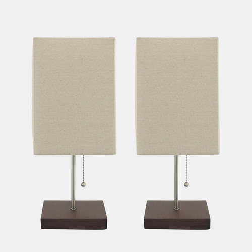 50666#S/2 17" Wood Table Lamps, Brown