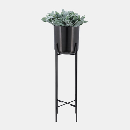 14630-01#S/3 Metal Planters On Stand 40/30/20"h, Gunmetal