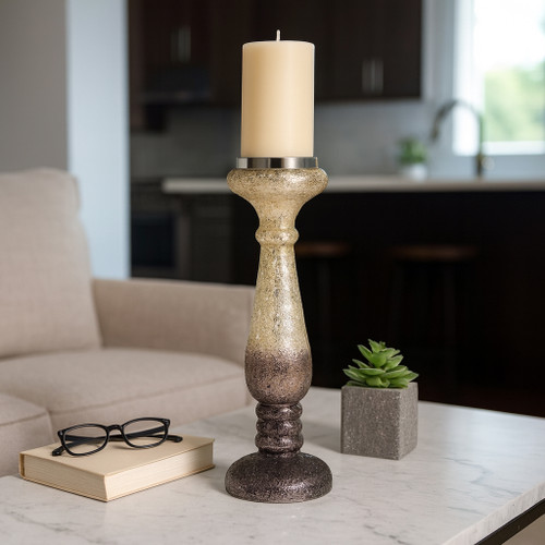 15506-02#15" Plum Crackled Candle Holder