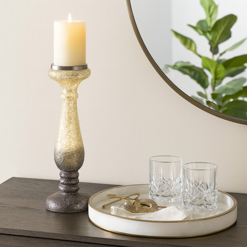 15506-02#15" Plum Crackled Candle Holder