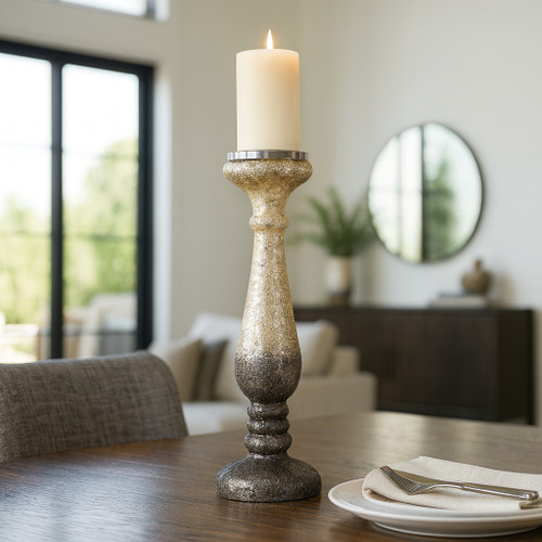 15506-02#15" Plum Crackled Candle Holder