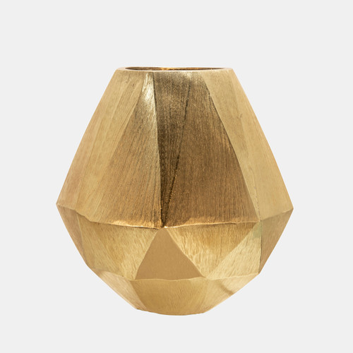 15568-02#8" Geometric Deco Vase, Gold