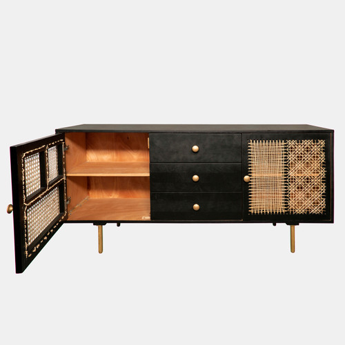 15690#Wood 63x30" Patchwork Sideboard