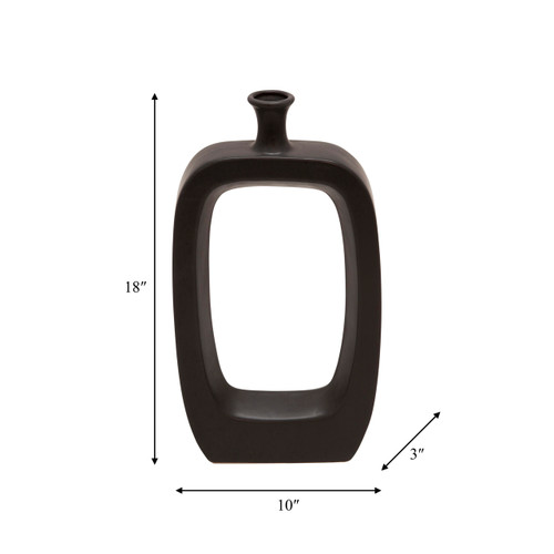 13903-11#Cer, 18" Vase W/cutout, Black