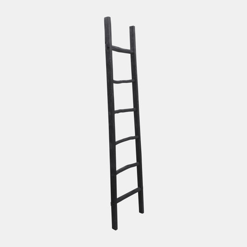 13933-02#Wooden , Decorative 76" Ladder, Black