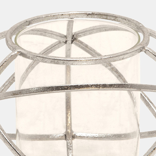 14875-01#S/2 6" Orb Candle Holder , Silver