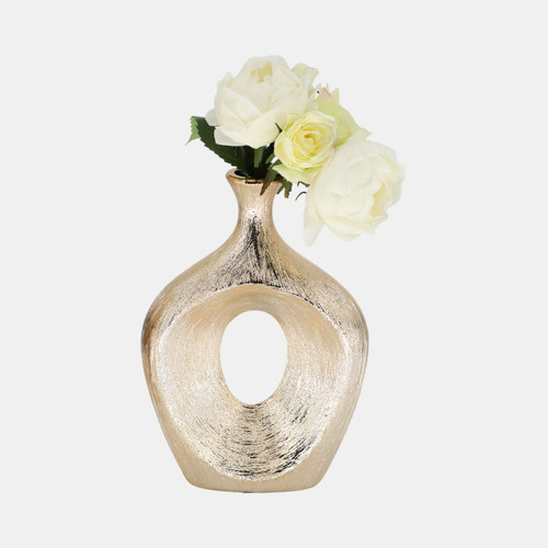 15119-03#13" Scratched Oval Vase Cut-out, Champagne