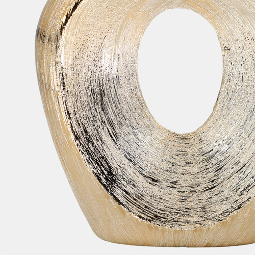 15119-03#13" Scratched Oval Vase Cut-out, Champagne