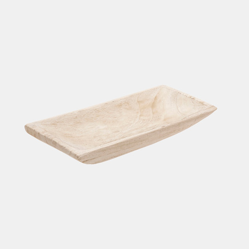 15714-01#S/2, 15/20" Wood Rectangular Tray, White