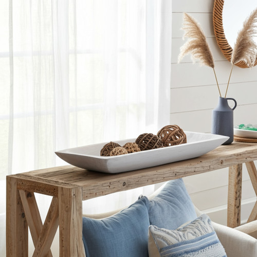 15714-01#S/2, 15/20" Wood Rectangular Tray, White