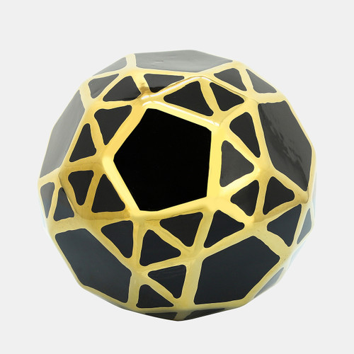 13035-16#Ceramic Orb 6" Black/gold