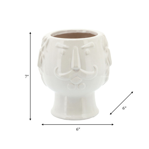 14946-03#6" Grandpa Face Planter, White