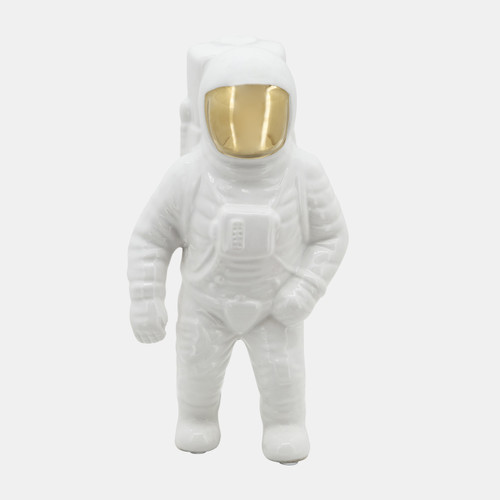 15828-02#11" Astronaut Statuette, White/gold