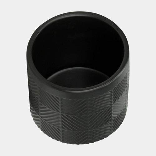 15848-06#S/2 6/8" Textured Planters, Matte Black