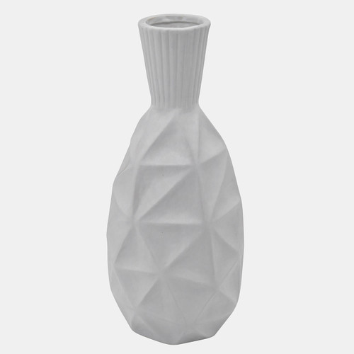 15851-03#16"h Textured Olpe Vase, White