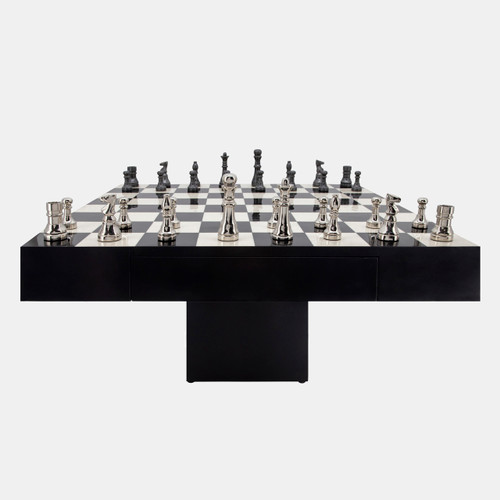 15683#32x32 Resin Chess Set, Black/white 2boxes