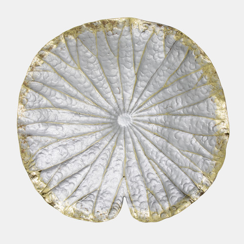 15013-04#Polyresin 19" Lotus Wall Decor, Silver/gold