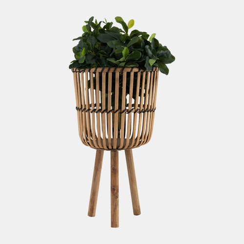 14780-08#S/3 Bamboo Footed Planters 11/13/15", Natural