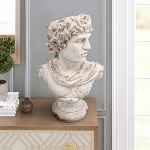 15949#Resin, 31"h David Bust, Antique White