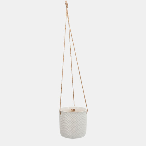 15976-01#7", Dotted Hanging Planter, White