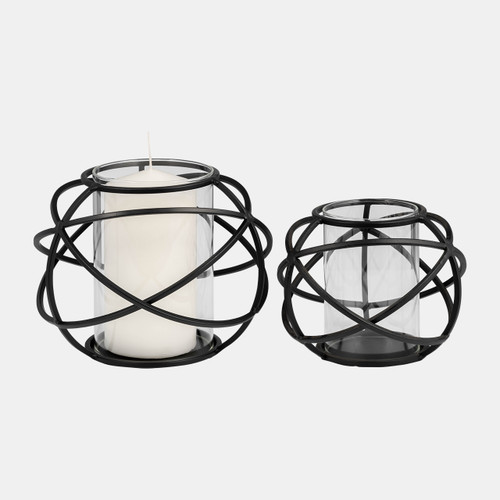 14875-02#S/2 6" Orb Candle Holder , Black