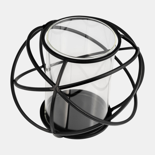 14875-02#S/2 6" Orb Candle Holder , Black
