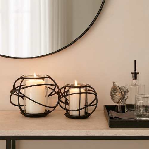 14875-02#S/2 6" Orb Candle Holder , Black