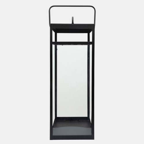 16024-02#Metal 29"h Rectangular Lantern, Black