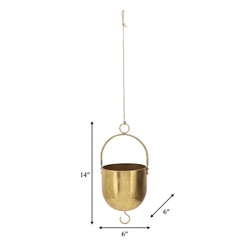 16055-02#Metal 6" Hanging Planter, Gold