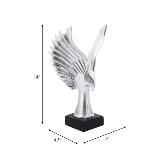 16067-03#Resin 14"h Eagle Table Accent, Silver