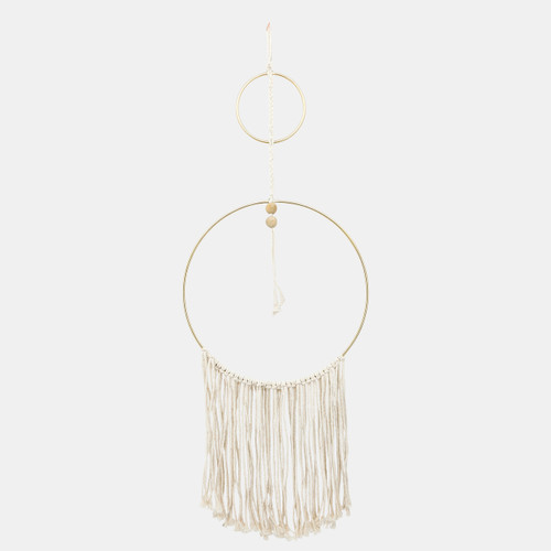 16074#Metal, 30" Curvy Wall Accent W/ Tassels, Natural