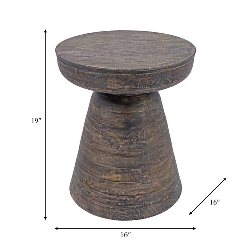 15468-04#Wood, 19" Side Table, Dk Brown