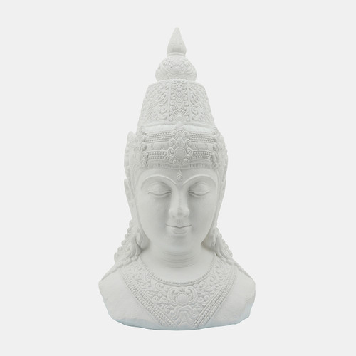 16096-03#Resin, 28"h Buddha Head, White