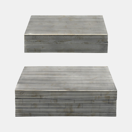 16141#Resin S/2 Pinstripe Boxes, Black/white