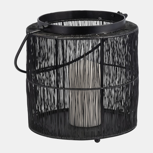 16151-02#Metal 10.25" Wire Lantern, Black