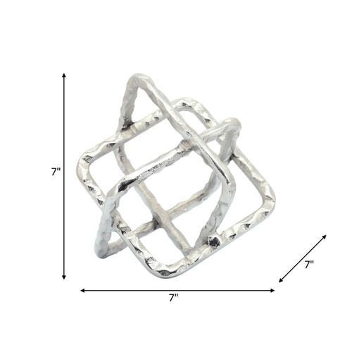 16156-04#Metal 7" Square Orbs, Silver