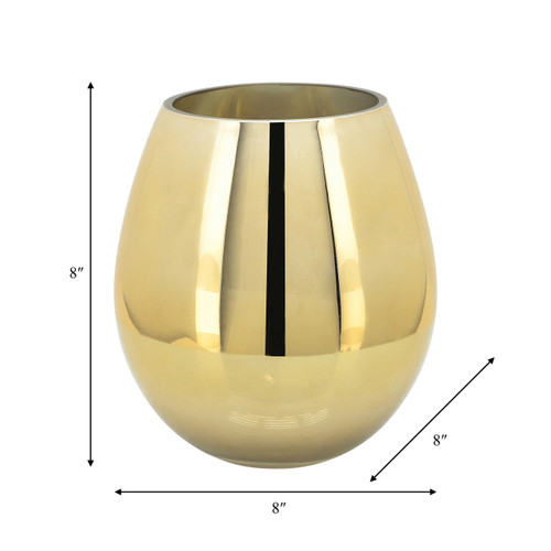 15836-04#Glass 8"h Metallic Vase, Gold