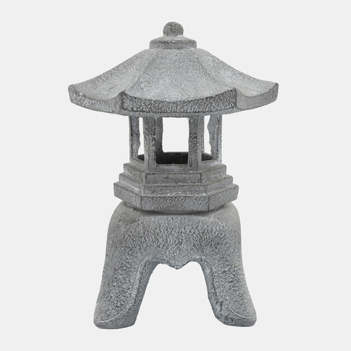 16246#Resin, 16"h Temple Lighthouse, Gray