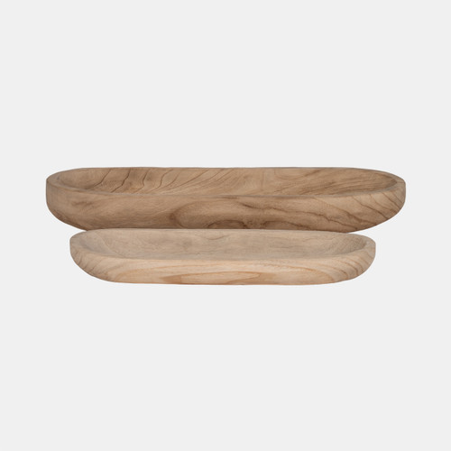 15347-04#S/2 18/24" Wood Decor Plates, Natural