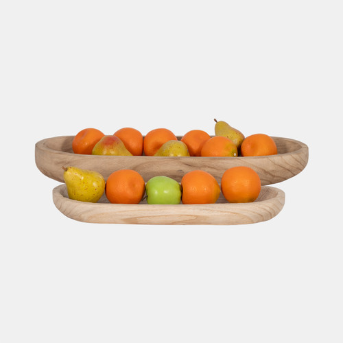 15347-04#S/2 18/24" Wood Decor Plates, Natural