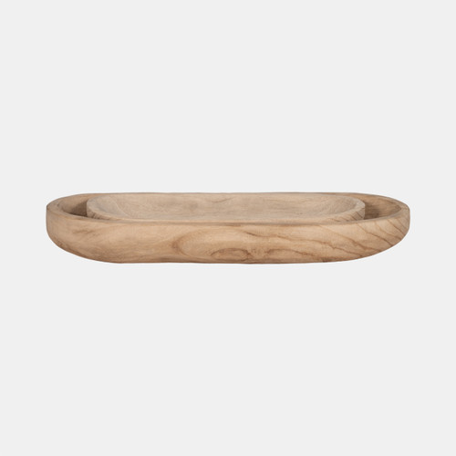 15347-04#S/2 18/24" Wood Decor Plates, Natural
