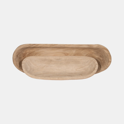 15347-04#S/2 18/24" Wood Decor Plates, Natural