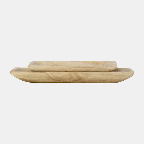 15714-03#S/2 Wood 15/20" Rectangular Tray, Natural