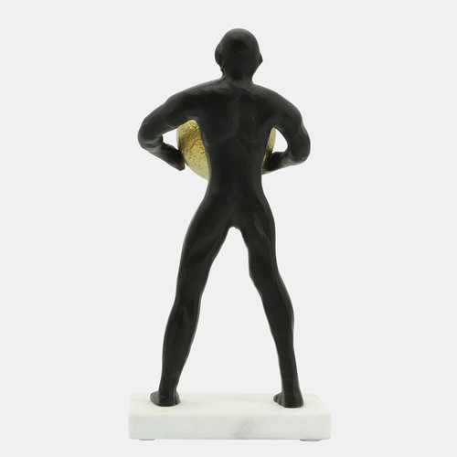 16257-02#Metal 12"h Man Carrying Ball, Black/gold