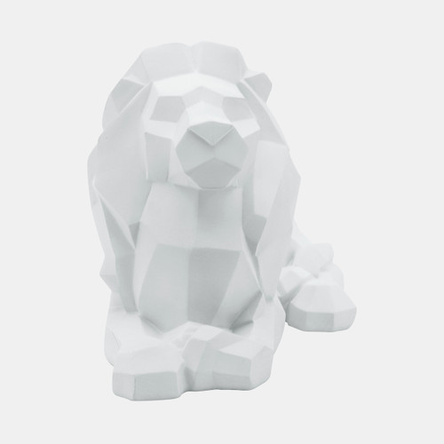 16290-01#Resin 13" Laying Lion, White
