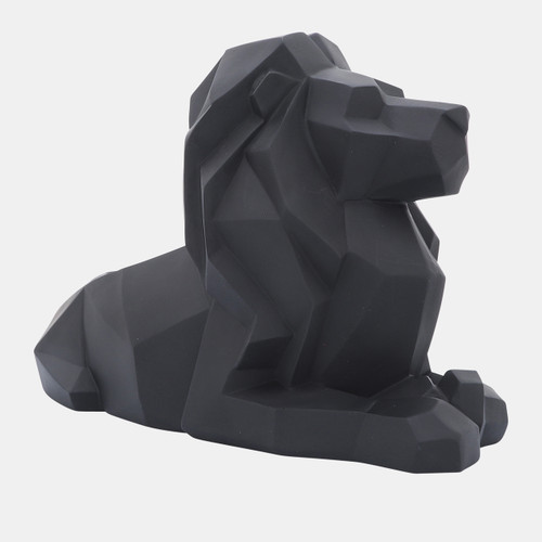 16290-02#Resin 13" Laying Lion, Black