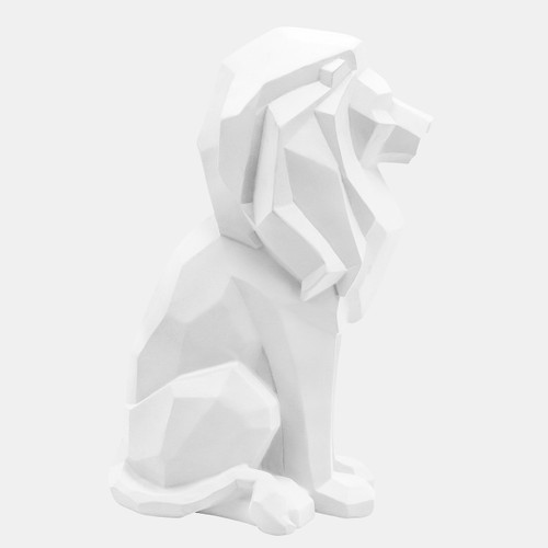 16291-01#Resin 11"h Sitting Lion, White