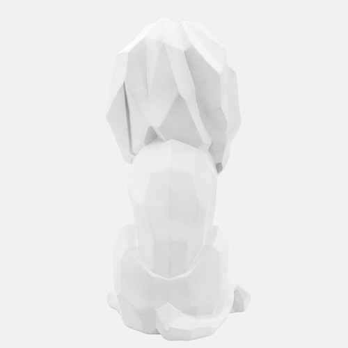 16291-01#Resin 11"h Sitting Lion, White